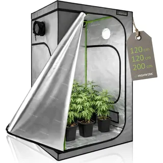 HIGHWERK Growzelt 120 x 120 x 200 cm, "MyHomeGrow" Grow Tent, Grau, Indoor Grow Tent, Zuchtzelt - Grau, Schwarz