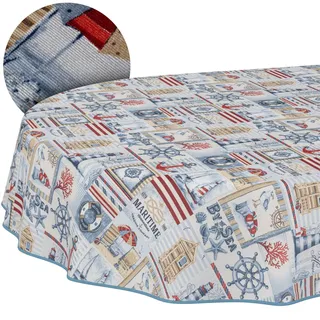 ANRO Tischdecke abwaschbar Oval 180 x 140 cm Rot