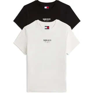 Tommy Hilfiger Tommy Jeans Tjw 2pack Essential Logo 2 Tee Dw0dw21746 S/S T-Shirt, Multi (Ecru/Black), S EU