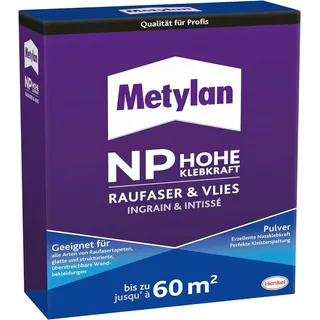 Metylan NP Hohe Klebkraft Raufaser & Vlies Pulver Tapetenkleister, Kleister für Struktur- und Raufasertapeten auch auf schwierigen Untergründen, transparent, 1kg