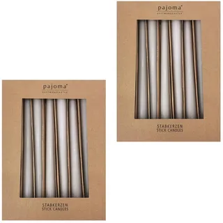 Stabkerzen 20er-Set | Grau | Höhe 25 cm ø 2,2 cm | Brenndauer 7 Stunden - Premium Qualität | einfarbige Spitzenkerzen | pajoma®