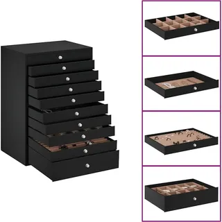 Möbel Schmuckkästchen 10-Schichten mit Uhrenhaltern Schwarz 4103567 - Schwarz