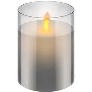 goobay LED Echtwachskerze im Glas 10 cm grau