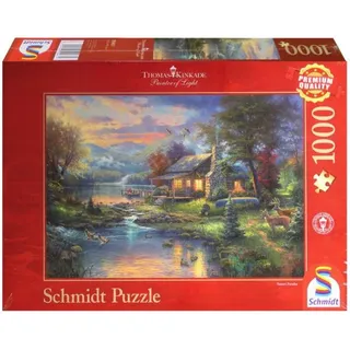 Schmidt Spiele 59467 Thomas Kinkade, Im Naturparadies 1.000 Teile Puzzle, Meerkleurig