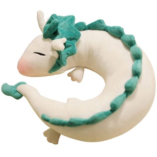 GXFLO Anime Cute White Drache Püschtier,Kinder Dragon Nackenkissen U-Förmigen-Kawaii Drachen Kuscheltier,Weichem Plüsch Drache Stofftier