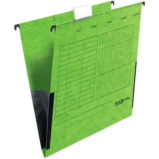 Falken 5x Hängetasche Recycling DIN A4 mit Leinenfröschen grün | Made in Germany Blauer Engel ideal für die lose Blatt-Ablage im Büro und der Behörde
