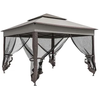 Outsunny Faltpavillon, Beige+Khaki+Braun, Metall, Polyester , 325x270x325 cm , Sonnenschutz, Pavillons