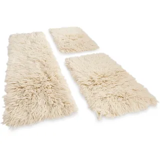 THEKO Flokati XXL Bettumrandung 14 x 10 cm Beige