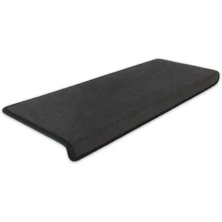Metzker Stufenmatten Treppenmatten Uni Anthrazit 16 Stück Rechteckig | Treppenteppich von DAS TEPPICHWERK - Trittfläche ca. 65x24cm incl. Klebeband