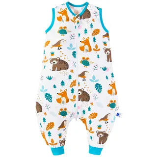 Chilsuessy Baby Schlafsack Sommer mit Füßen 0.5 Tog 100% Baumwolle Kinder Sommerschlafsack für Jungen und Mädchen, A - Panda Home, 90cm/Baby Höhe 100-110cm