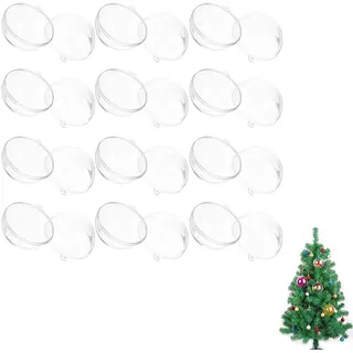 HEMOTON 24 Stück Plastik Weihnachtskugeln Zum Bemalen 6cm Transparent Glasklar Christbaumkugeln Zum BefüLlen mit Öse FüR Weihnachtsbaum Dekoration Und Festliche Gestaltung