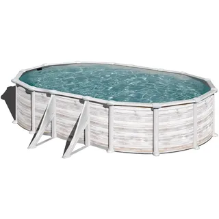 Gre Grönland Oval-Stahlwandbecken-Set 610 x 375 x 132 cm inkl. Sandfilteranlage, Boden-Schutzplane, Skimmer, Poolleiter