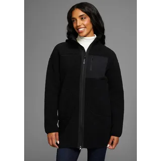 Fleecejacke POLARINO, Damen, Gr. 32/34, schwarz, Fleece, Obermaterial: 100% Polyester, Fellimitat, unifarben, oversize hüftbedeckend, eingefasste Kante, Jacken Fleecejacke, Teddy Fleece Jacke, Oversize