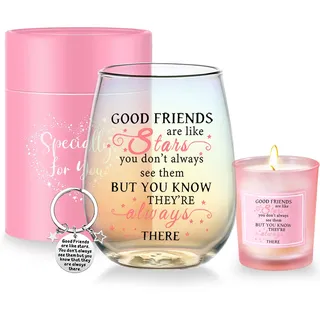 Yalucky Beste Freundin Geschenke für Frauen Weingläser Personalisierte Geschenke für Freundin Geburtstagsgeschenk Weihnachtsgeschenke für Frauen Mädchen Weinglas Ohne Stiel