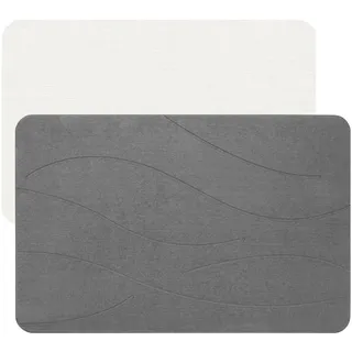 Feilifan Stein Badematte – Kieselgur Matte, Schnell Trocknende Kieselgur-Duschmatte, Wasserabsorbierende Steinmatten für Bad und KüChe, Leicht zu Reinigen (Ripple Grau, 60 X 38 cm)