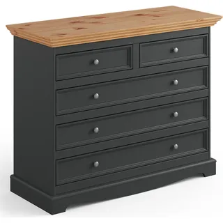 Kommode 112cm, Massivholz in grau mit Kiefer Optik BORMIO-163 - Grau