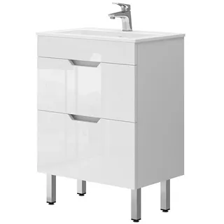Vicco Waschbeckenunterschrank Clayton Weiß 2 Teile, Unterschrank 60 cm, Model 40064 - Weiß