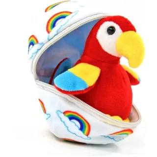 KÖGLER 75768 - Paul, Mini Papagei aus Plüsch im Ei, 13 cm groß, kleines Plüschtier zum Kuscheln und Liebhaben, als kleines Geschenk für Kinder, Jungen und Mädchen