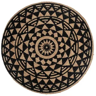 House Nordic Teppich BOMBAY Jute Rund Schwarz / Natur 120 cm Juteteppich