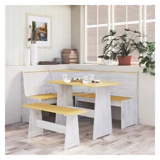 vidaXL 3-tlg. Eckbankgruppe Honigbraun Weiß Massivholz Kiefer