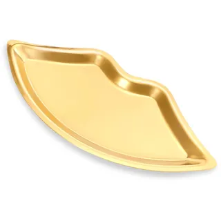MengH-SHOP Ornament Teller Edelstahl Lippenform Ablage für Kosmetik Trinket Schmuck Schlüssel Desserts Tee Snack Obst Deko Gold