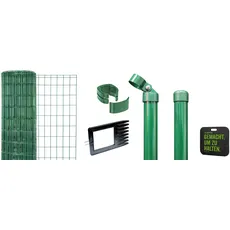 Alberts 693510 Fix-Clip Pro als Zaun-Komplettset, zum Einbetonieren mit Kniekissen | verschiedene Längen und Höhen - wahlweise in verschiedenen Farben | grün | Höhe 122 cm | Länge 10 m