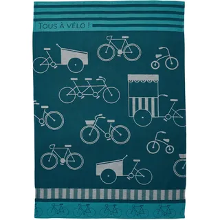 COUCKE Geschirrtuch, Bedruckt, aus Jacquard, Baumwolle, Aufschrift Tous a Bike, 50 x 75 cm