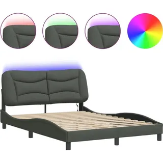 vidaXL Bettgestell mit LED ohne Matratze "Hvar" Dunkelgrau 120x200 cm Stoff