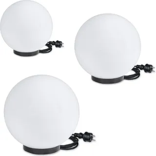H4L Kugelleuchten 3er Set 25/30/40cm weiß E27 inkl. 3m Anschlußkabel Kugellampen Terrassenleuchte - Weiß