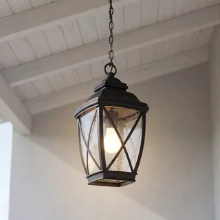 Licht-Erlebnisse Noldra Pendelleuchte Außen IP44 E27 Aluminium Bronze Antik