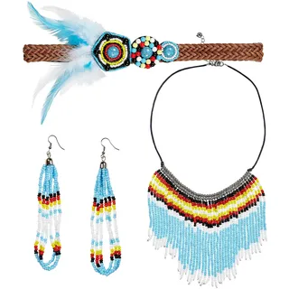 W WIDMANN MILANO Party Fashion 95720 - Indianerin Schmuck Set 3-teilig, Haarband, Ohrring und Kette, Mottoparty, Karneval