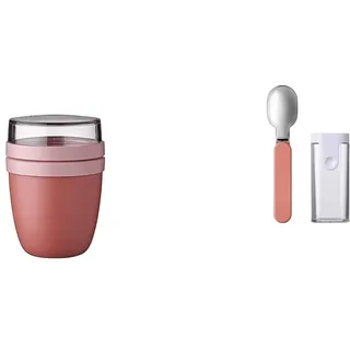 Mepal Müslibecher to go - Klein - praktischer Joghurtbecher & Klapplöffel Ellipse - Wiederverwendbarer Löffel zum Mitnehmen