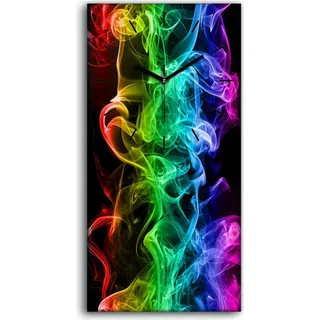 Wandkunst Leinwand Bild Uhr Geräuschlos Kunstdruck 30x60 Abstrakte Kunst Bunt - schwarze Hände - Bunt