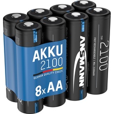 Bild von Akku AA 2100mAh NiMH 1,2V - Mignon AA Batterien wiederaufladbar mit geringer Selbstentladung ideal für Nachtlicht, Lichterkette, Taschenlampe, Wetterstation, Gaming Maus, Radio (8 Stück)