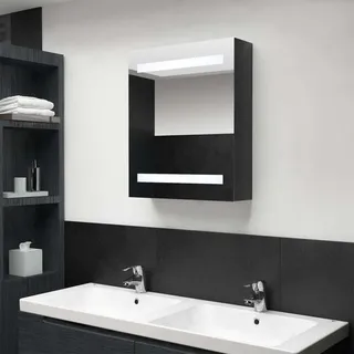 The Living Store LED-Bad-Spiegelschrank Glänzendes Schwarz 50x14x60 cm - Schwarz