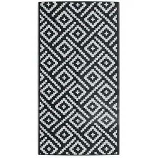vidaXL Outdoor-Teppich ARAKIL Weiß und Schwarz 80x150 cm PP - Schwarz