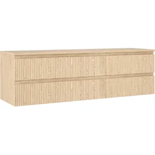 Mexen Rivel Badezimmerschrank für Waschtisch 160 cm mit Arbeitsplatte, 2 Schubladen, geriffelt, Eiche - 91A20-16047-2-BFFC81 - Braun
