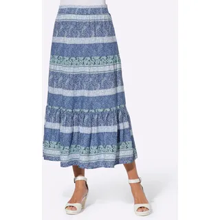 Stufenrock CLASSIC BASICS, Damen, Gr. 50, bunt (rauchblau, kalkmint, bedruckt), 100% Viskose, Paisley, bedruckt, gemustert, gestreift, lang, Röcke Stufenrock