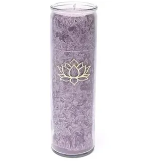 LivuX Stearin-Kerze Lotus Violett – 21x6,5 cm, ca. 100 Stunden Brenndauer, handgefertigt, unparfümiert, nachhaltiges Palmwachs, vegane Ritualkerze für Reinheit, Achtsamkeit & Meditation 1252