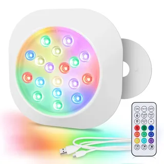 LyLmLe Wiederaufladbare LED Pool Lichter, 14cm Voll Wasserdicht RGBW Unterwasserscheinwerfer mit Fernbedienung,Dauert bis zu 40H, Magnetische Poolbeleuchtung für Stahlwandpool, Framepool, Holzpool