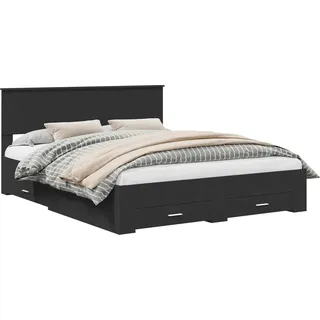 vidaXL Bettrahmen mit Kopfteil Schwarz 160 x 200 cm Holzwerkstoff - Schwarz