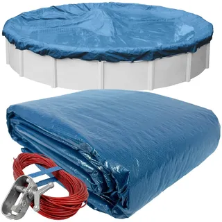 Robelle Strapazierfähige Winter-Poolabdeckung, 9,1 m, blau, für oberirdische Pools, 1,2 m Überlappung (10,4 m Abdeckungsgröße), solides 8 x 8 Gelege, 80 g/m2, Stil: 3530-4