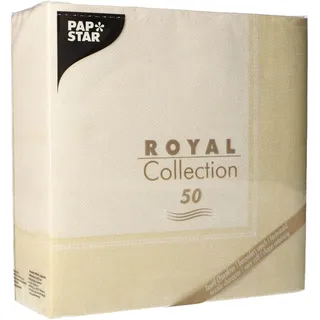 Papstar 50 Servietten "ROYAL Collection" 1/4-Falz 40 cm x 40 cm champagner "Linum"