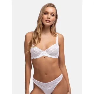 DORINA Damen Angie Bügel-BH – Volle Abdeckung mit Floraler Spitzenverzierung, Ungepolsterten Cups und Weichen Mikrogewebe-Flügeln, Weiß