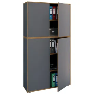Aktenschrank VCM "Büroschrank Aktenschrank Sideboard Salia 5fach", schwarz (anthrazit), B:100cm T:33cm, Obermaterial: 100% Holz Wood., Schränke, Aktenschrank
