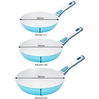 Cerafit Revolution Keramik-Pfannenset 7-teilig, 20 cm + 24 cm + 28 cm, Antihaftbeschichtung, ThermoSpeed-Induktions-Technologie