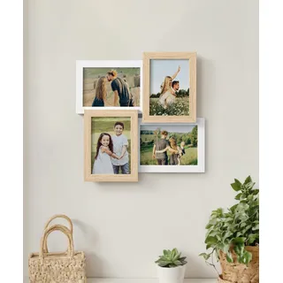 SUMGAR Bilderrahmen Collage 10x15 Holz Weiß 4er Set, 10 x 15 Fotorahmen Desktop oder Wand Geschenk Family Hochzeit Muttertagsgeschenk Geschenk für Mama Geschenk zum Muttertag