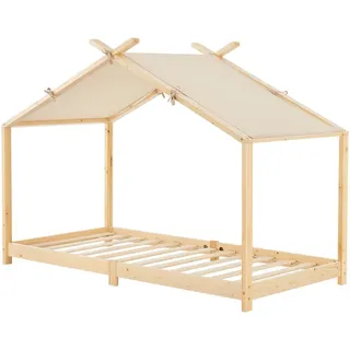 [en.casa] Hausbett Brome 90 x 200 cm Kiefer natur beige