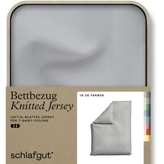 schlafgut Knitted Jersey uni, aus Bio-Baumwolle mit Elasthan, Reißverschluss«, (1 St.), bügelfrei, Mix & Match Bettwäsche: passender Kissenbezug erhältlich Schlafgut Grey Light B/L: 155 cm x 220 cm