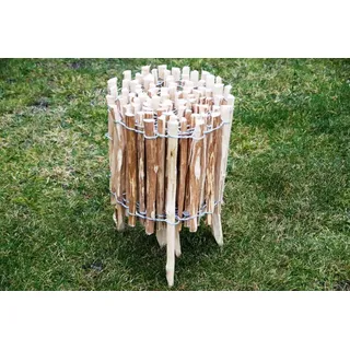 SEVICO 5m Staketenzaun 35cm x 5m mit Lattenabstand 7-8cm mit Pflock Zaunlatte Gartenzaun aus Haselnuss Natur STAHLKRAMPEN GRATIS V37 7-8 - Braun